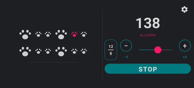 Dark theme, landscape — 12/8 compound meter